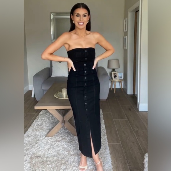 Zara Dresses & Skirts - Zara Black ZW Denim Bustier Dress